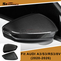 Pour Audi A3 8V S3 RS3 2012-2020, coque de rétroviseur latéral en fibre de carbone véritable, boîtier de rétroviseur, accessoire de modification extérieure