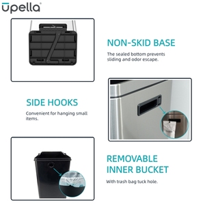 40L Silent Step Stainless Steel Trash <strong>Bin</strong> <strong>Two</strong> <strong>Compartments</strong> Kitchen Storage Bucket <strong>with</strong> One Cover and Foot Pedal - Product Image 3