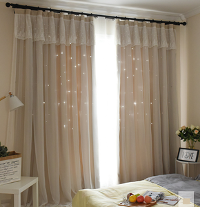 XinLan all'ingrosso Ready Made in tinta unita doppio strato <span class=keywords><strong>principessa</strong></span> Designer Star pizzo <span class=keywords><strong>tenda</strong></span> oscurante per soggiorno - Product Image 3