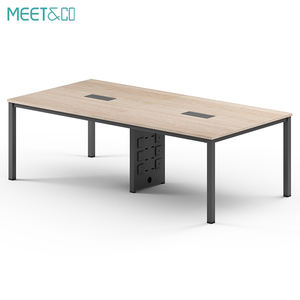 Bureau de poste de travail de bureau de jambe en métal de conception simple avec le dessus en bois et la table de <span class=keywords><strong>conférence</strong></span> de prise - Product Image 3