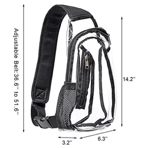 透明吊带包体育场认可的小聚氯乙烯斜挎包透明休闲背包徒步旅行用胸包