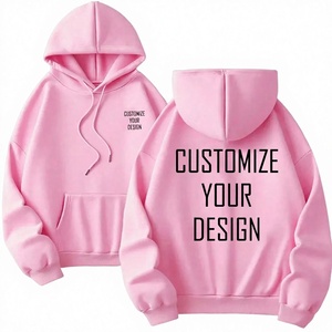 Sweat-shirt à capuche rose personnalisable unisexe, coupe oversize en polaire, décontracté pour l'automne, avec motif imprimé, poche avant, manches classiques 2027 - Product Image 1