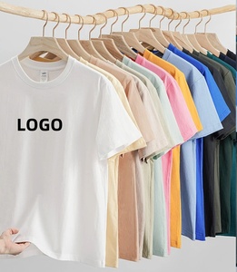 เสื้อยืดคอกลมแขนสั้นสำหรับผู้ชายเสื้อยืดผ้าถัก230gsm คอตตอน100% โลโก้แบบเรียบสำหรับผู้ชาย - Product Image 2