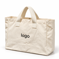 Tas Belanja Kanvas Custom Logo Warna Ivory 48x35x12 cm dengan Pegangan Panjang untuk Merek Klub Pilates dan Hadiah Ulang Tahun Studio