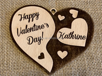 Souvenir romantique fait à la main en bois forme de coeur plaque artisanat pour la Saint-Valentin