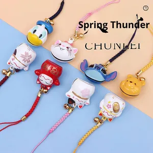 Lindo colgante de campana de dibujos animados japoneses con cordón, accesorios de campana pequeña, colgante de teléfono, llave, Correa antipérdida, aleación de Zinc ecológica - Product Image 2