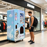 Distributeur automatique de crème glacée robotisé, distributeur de crème glacée molle entièrement automatique, écran tactile, paiement sans argent liquide pour centre commercial