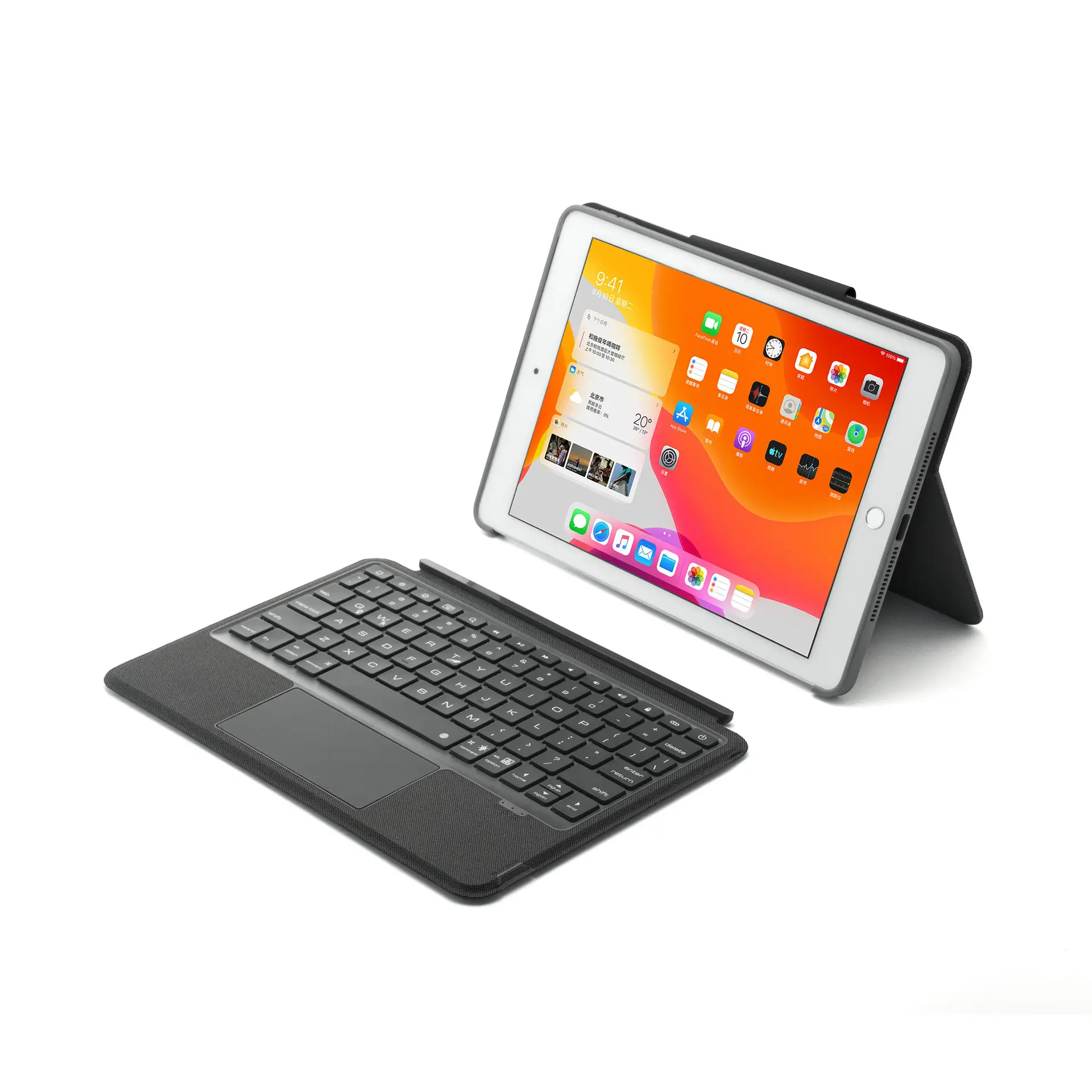 Étui pour clavier pour Ipad10.2/10.5 pouces Type de séparation étui de protection en Tpu avec rétro-éclairage magnétique tactile étui pour clavier Bluetooth