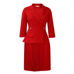 Eleganti Abiti da Donna con Colletto a Risvolto, Plissettati, Modesti per Chiesa e Ufficio, Abbigliamento da Lavoro Femminile Africano Slim, Novità Autunnale - Product Image 3