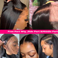 Perruques Lace Front HD Sans Colle 360 Droites Brésiliennes Économiques pour Femmes Noires, Perruque Lace Frontale Cheveux Humains