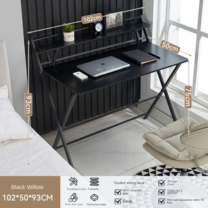 Mesa Dobrável Ergonômica Moderna Durável Sem Montagem Altura Ajustável Tampo de Madeira Premium Estrutura de Ferro Prateleira de 2 Níveis para Laptop Dobrável - Product Image 6