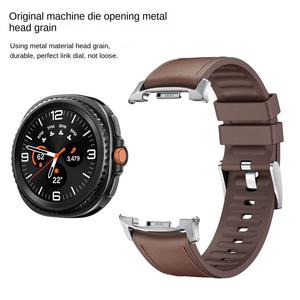 Bracelet de montre en silicone avec empiècements en cuir pour Samsung Galaxy Watch 8/ Classic 40 mm 44 mm, bracelet de 22 mm à libération rapide - Product Image 5
