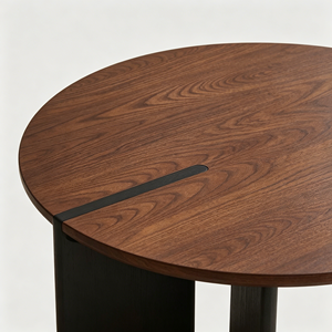 Modern Round Nesting Coffee <b>Table</b> Set of 2, <b>Walnut</b> Wood Side <b>Table</b> with Black Legs for Living Room - Product Image 6