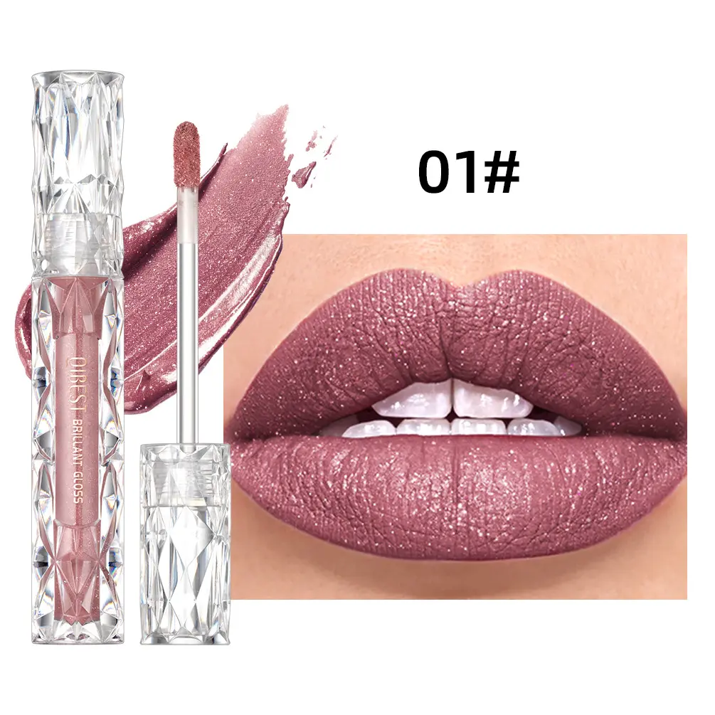 Private Label Qibest Parelmoer Sparkle Matte Lipgloss Langdurige Glitter Glinstert Mat Lip Glazuur