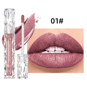 Nhãn hiệu riêng qibest ngọc trai lấp lánh Matte Lip Gloss lâu dài long lanh ánh sáng lung linh Matte Lip men