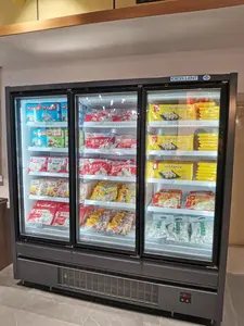 Cam kapi süpermarket derin dondurucu buzdolabında süpermarket vitrin perakende mağaza vitrini