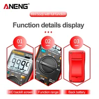 Multimètre numérique True RMS ANENG AN8009, 9999 affichages, sélection automatique de la plage, testeur de tension et de courant AC/DC NCV avec rétroéclairage