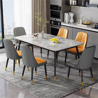 Table à manger moderne de luxe 4 places en pierre frittée avec 4 chaises écologiques et durables pour la maison, l'hôtel, la cuisine et les salles à manger