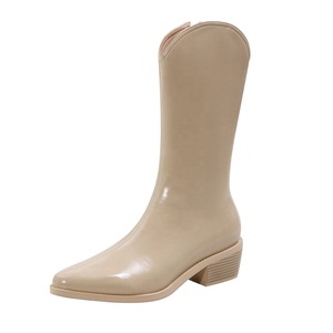 À la mode grande taille <span class=keywords><strong>Beige</strong></span> noir dames côté fermeture éclair <span class=keywords><strong>bottes</strong></span> gros bloc talon <span class=keywords><strong>mi</strong></span>-<span class=keywords><strong>mollet</strong></span> <span class=keywords><strong>bottes</strong></span> femmes chaussures - Product Image 4