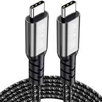 Câble USB4 noir, 0,2 m, 0,5 m, 1 m, 1,5 m, 2 m, 3 m, prend en charge jusqu'à 8K60Hz, 4K240Hz vidéo, charge 240W, transfert de données 40 Gbps