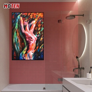 Peinture à l'huile originale sur toile, dos nu d'une jeune femme charmante, scène de danse abstraite sexy, pour la décoration de chambre à coucher - Product Image 3