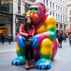 Maßgefertigte Große <span class=keywords><strong>Gorilla</strong></span>-Maskottchen-Skulpturen aus Fiberglas für die Dekoration von Außenplätzen und als Tier-Skulptur-Ornamente für die Landschaftsgestaltung - Product Image 5