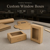 Boîte cadeau en kraft avec impression personnalisée pour bijoux, cosmétiques, bougies, fenêtre transparente, emballage en papier, vente en gros, usine