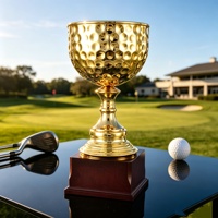 Nouvelle Arrivée Trophée Métallique Doré Personnalisable à Motif Martelé Gravable pour Compétitions Sportives Football Basketball Golf