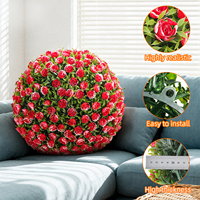 Boule de fleurs artificielles suspendue, rose réaliste, résistante aux UV, sphère topiaire pour mariage, Saint-Valentin, Pâques, jardin, maison, intérieur
