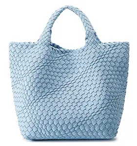 Bolsa artesanal de couro artificial, bolsa feita à mão com alça única para compras, tecido à mão, alta qualidade, 2023