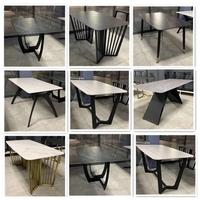 Ensemble de table de salle à manger Design moderne Bureau en marbre Base dorée Restaurant Café Boutique Ensemble de table Restauration rapide Table en marbre