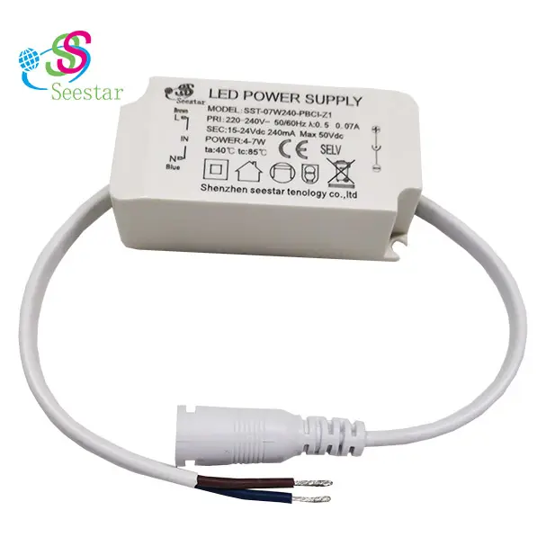 Seestar IP42 Constant current Low power factor isolated AC220-240V DC15-24V 240mA 4W 5W 6W 7W led panel light driver