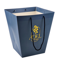 Sac en papier trapézoïdal de luxe avec estampage doré et couleur personnalisée pour bouquet de fleurs, sac de transport en papier pour fleurs