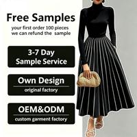 Robe midi en tricot pour femme, unie, en polyester, à manches longues, vêtements décontractés, vente en gros, usine source, robe personnalisée pour femme
