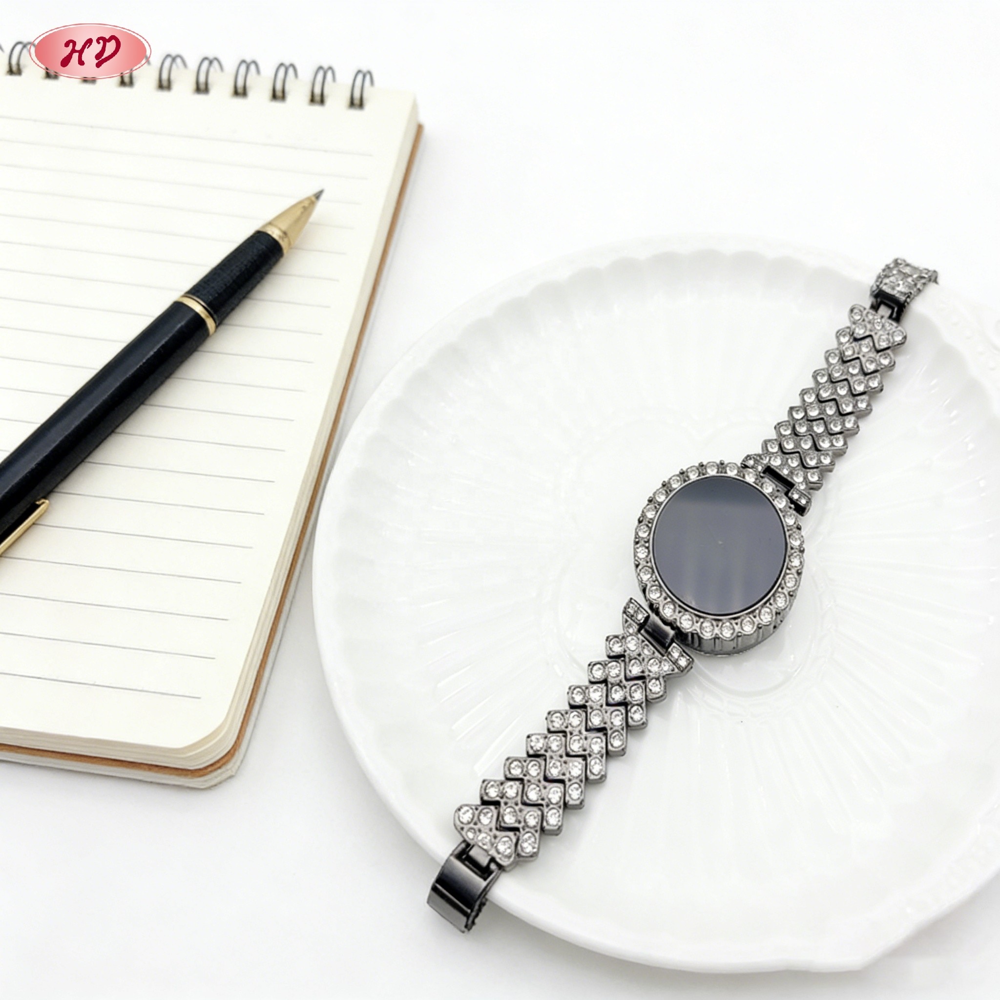 Hengdian Jewelry Sparkling Zircon Watch Jewelry for Women Wrist Watch 18K Gold Plated Vintage Engagement Wedding Gift Jewelry