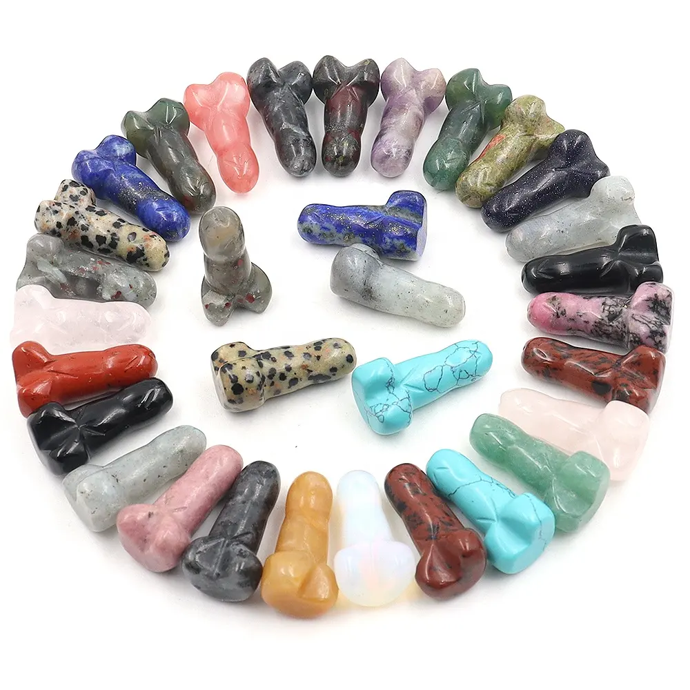 Wholesale Natural Crystals Healing Penis Hand-Carved Stone Various Quartz Crystal Penis Crystal Dildo Penis Stones Crafts