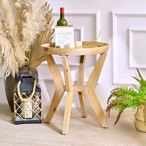 INNOVA Home Accent Solid <b>Wooden</b> Round <b>Foldable</b> Durable Multifunctional Storage Coffee <b>Table</b> for Living Room - Product Image 3