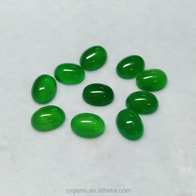 Pietre di agata verde naturale personalizzate forma ovale cabochon giada a fondo piatto per realizzare collana ad anello