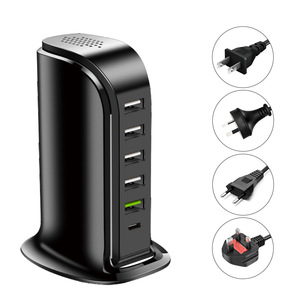 Cargador USB Tipo-C Inteligente de 6 Puertos y 40W, Alta Eficiencia, Estilo Velero, Carga Rápida, Multifunción, Material ABS <span class=keywords><strong>para</strong></span> Auriculares - Product Image 1