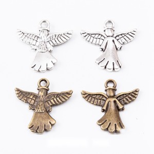 Pendentif <span class=keywords><strong>ange</strong></span> <span class=keywords><strong>gardien</strong></span> ailé en alliage bronze argenté antique pour cadeaux de baptême et artisanat - Product Image 1