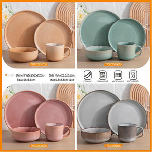 Service de table de luxe moderne haut de gamme pour restaurant, vaisselle en grès vert pour la maison et la cuisine, ensembles de dîner en relief, design moucheté, écologique - Product Image 6