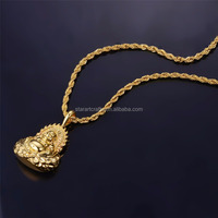Vente en gros de pendentif bouddha plaqué or/argent collier de bijoux amulette Maitreya en acier inoxydable pendentif bouddha