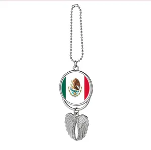 Sublimatie Lege Metalen Hart Vorm Angel Wing Ketting Ornament Hanger Met Mexico Canada Nationale Vlag Print