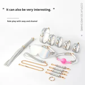 Сексуальный набор для тренировки связывания оральных шаров наручники и блестящие кожаные манжеты для ног лазерные секс-игрушки для взрослых товары для возрастной группы - Product Image 3