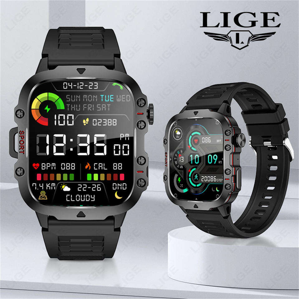 ORANGLES Lige BW0667 Smart Watch 1.96 Inch Screen 420 Mah Wireless Call Voice Assistant Watch Sport Fitness Waterproof Smartwatch for Men - high resolution display - exposing craftsmanship - Image 2 of 5 | built for everyone | Lige BW0667 Smart Watch 1.96 Inch Screen 420 Mah Wireless Call Voice Assistant Watch Sport Fitness Waterproof Smartwatch for Men for sale Georgia | Free Shipping ORANGLES