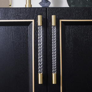 Hot Sale Eco-Friendly Modern Acrylic Brass Handle Brushed Finish White Cabinet Wardrobe <strong>Door</strong> Dresser Kitchen Drawer Bedroom - Product Image 1