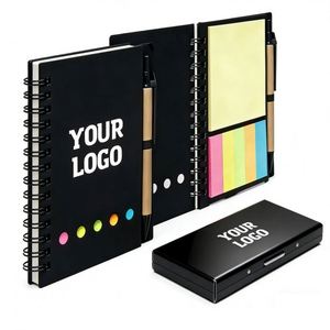 Business Promo Gift Combination Simple Logo Student Office Stationery Sticky <b>Notepad</b> With <b>Pen</b> Notebook Wholesale - Product Image 1