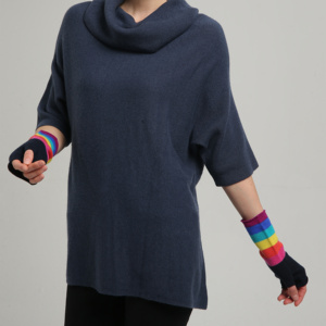 Áo len nữ thời trang chất liệu cashmere nguyên chất, cổ lọ, tay lửng, màu trơn, kiểu dáng dài, phong cách thường ngày, ấm áp, dệt kim cho mùa đông - Product Image 5