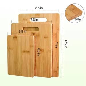Juego de tabla de cortar de madera maciza de bambú Natural totalmente personalizada de 3 piezas, tabla de cortar de alimentos gruesa duradera portátil para Cocina - Product Image 1