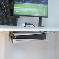 Support de rangement en métal sous le bureau pour console PS5, étagère en acier au carbone avec protections en silicone, gain de place pour l'organisation du bureau